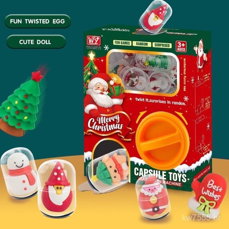 Figurinha de máquina de gashapon de Natal, bola de gashapon, pequena caixa surpresa, brinquedo infantil, presente de ani