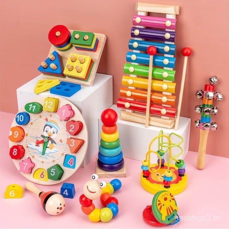 Brinquedo Pedagógico Educativo Musical Pedagógico Montessori Colorido Para Bebês Crianças Pequenas
