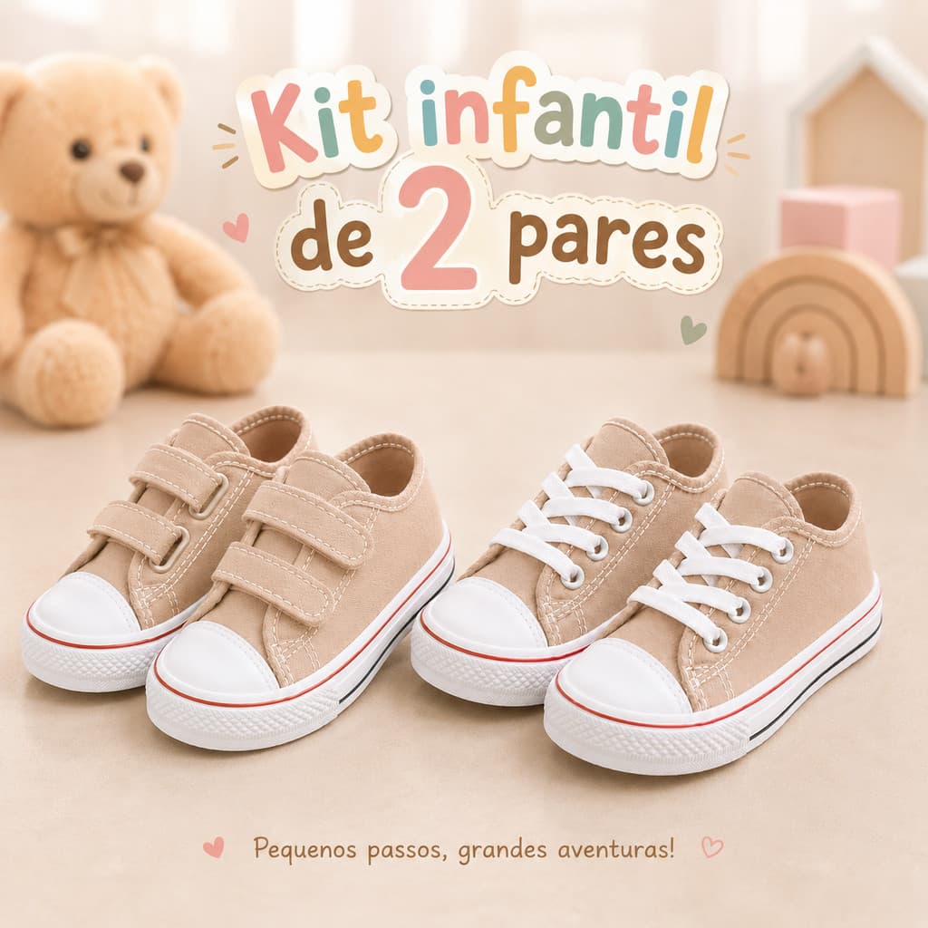 Lindo Kit 2 Pares Tênis Carrapicho Infantil Masculino Feminino Um Mundo de Conforto