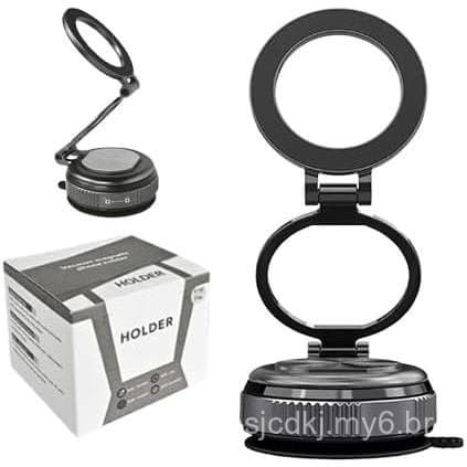 Suporte magnético para carro na cor preta, compatível com telefones celulares, espelho de chuveiro cinza, suporte para c