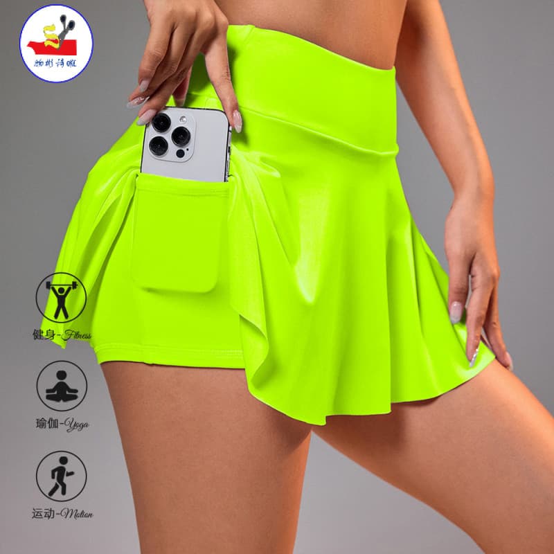 WSX forro Shorts esportes tênis saia Yoga esportes saia curta Anti-reflexo cinto bolso tênis ao ar livre a linha saia es