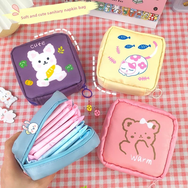 Ins estilo dos desenhos animados saco de guardanapo sanitário grande capacidade portátil bonito diversão tia guardanapo