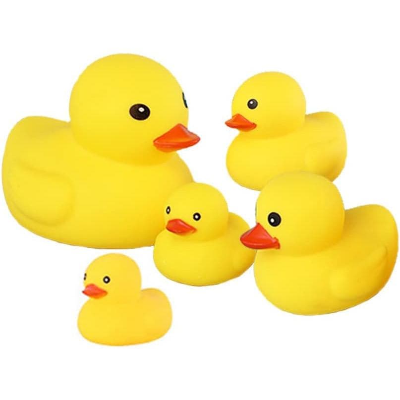 Conjunto de 5 Patinhos de Borracha para Banheira, Família de Patinhos que Chilreiam, Brinquedos para Festas de Bebês, Ad