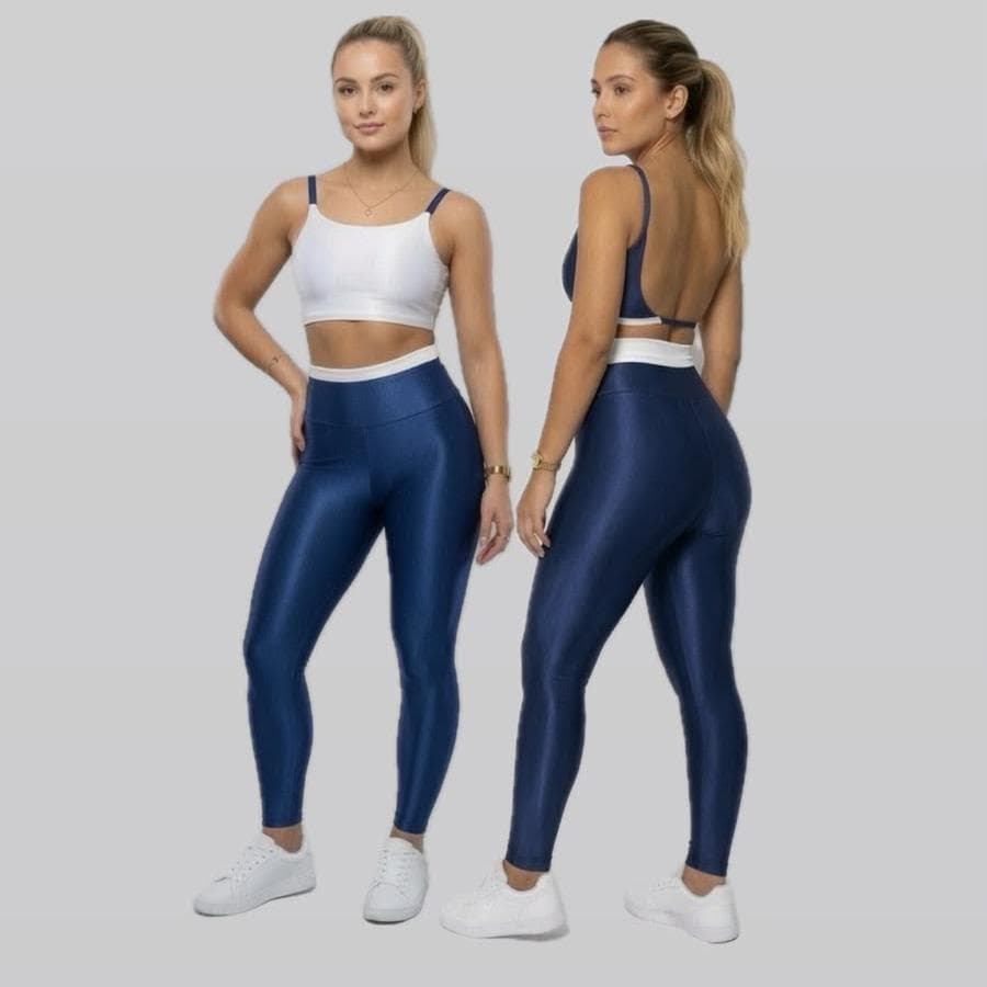 CONJUNTO FITNESS FEMININO CALÇA CINTURA ALTA + TOP DUPLA FACE MICRO CANELADO BROLHOSO
