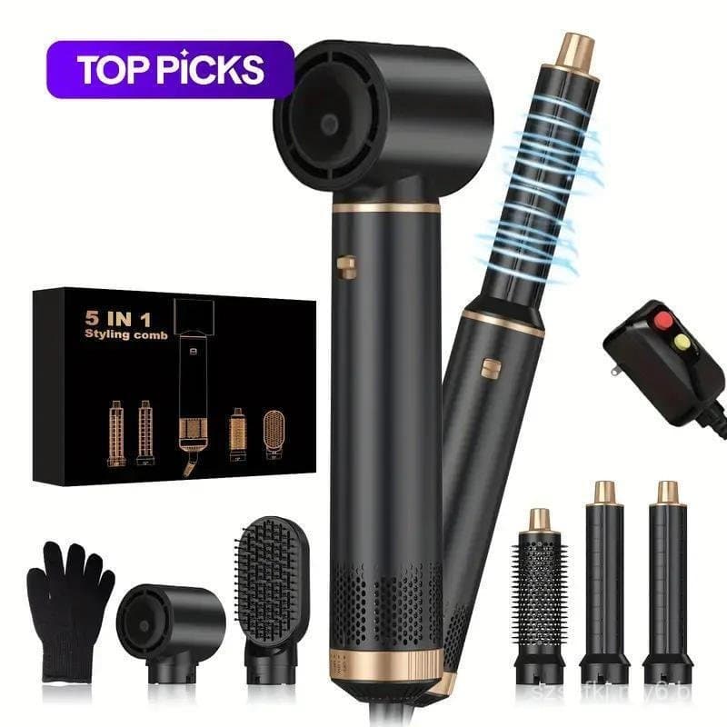 Escova Secadora de Cabelo 5 em 1, Escova de Ar Quente com Rolos, Conjunto de Escovas de Ar Quente Removíveis, Conjunto d