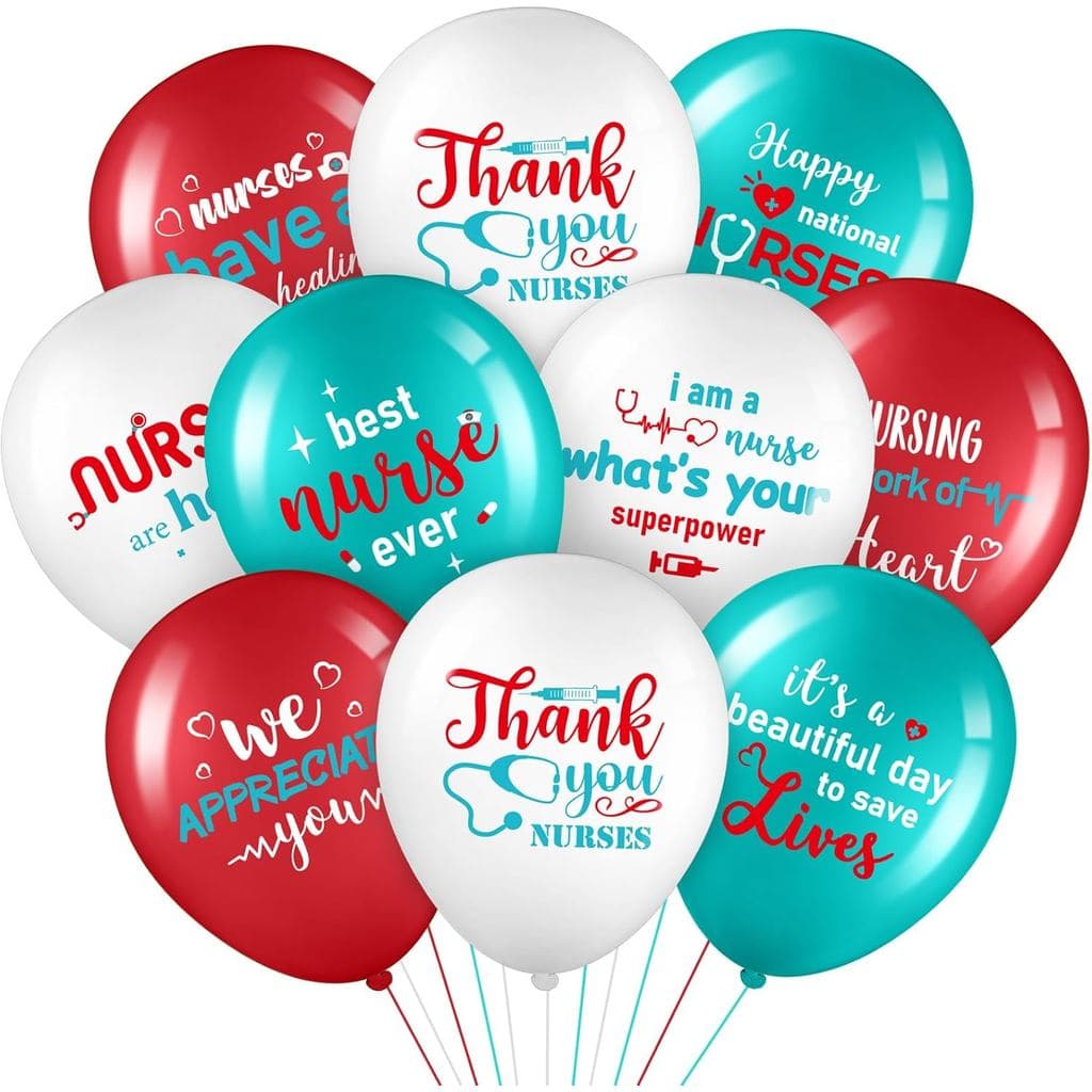 54 Pcs Nurse Appreciation Balloons Thank You Nurse Latex Balloons 12 Inch Week Balloon Decoration Nurse Party Deco