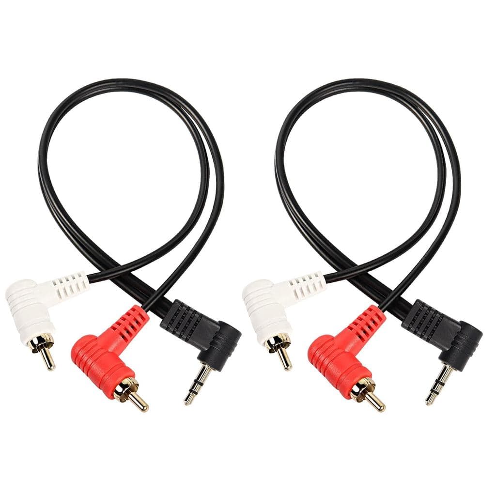 XMSJSIY Cabo de 3,5mm para 2 RCA em Ângulo de 90 Graus, Adaptador Divisor Estéreo Y de 3,5mm TRS Macho para 2 RCA Macho