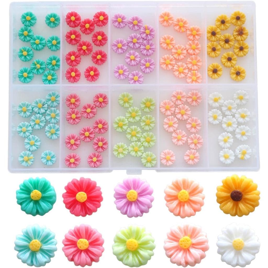 100 Peças de Mini Flores Coloridas de Resina Artificial para Artesanato, Miçangas de Flores para DIY, Mini Casa, Scrapbo