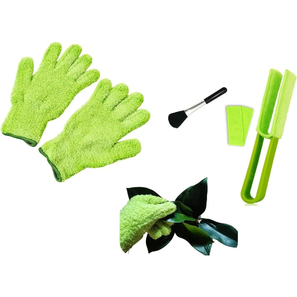 Luvas de Microfibra para Limpeza de Plantas, Luvas para Polvilhar Plantas, Brilho Suave para Folhas, Inclui 2 Mangas Rem
