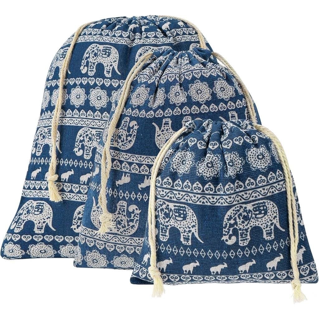 CAIRIAC Sacolas de Presente Reutilizáveis em Forma de Elefante, Sacos com Cordão, Sacolas de Algodão e Linho para Presen