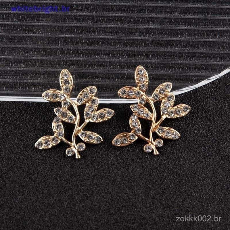 WT 10 Peças 3cm * 3.2cm Moda Liga De Metal Ouro/Prata Cor Ramo Folhas Conectores Charme Para Fazer Joias [BR]