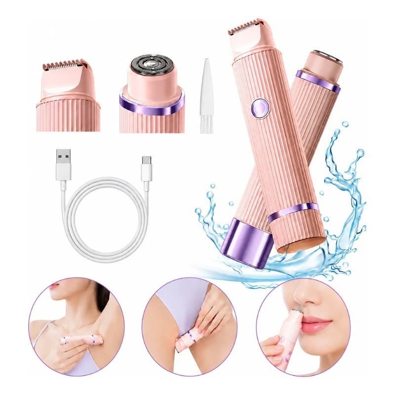 Depilador Removedor De Pelos Facial e Corporal Sem fio Recarregável 2 em 1 Barbeador Aparador de Pelos Corporais