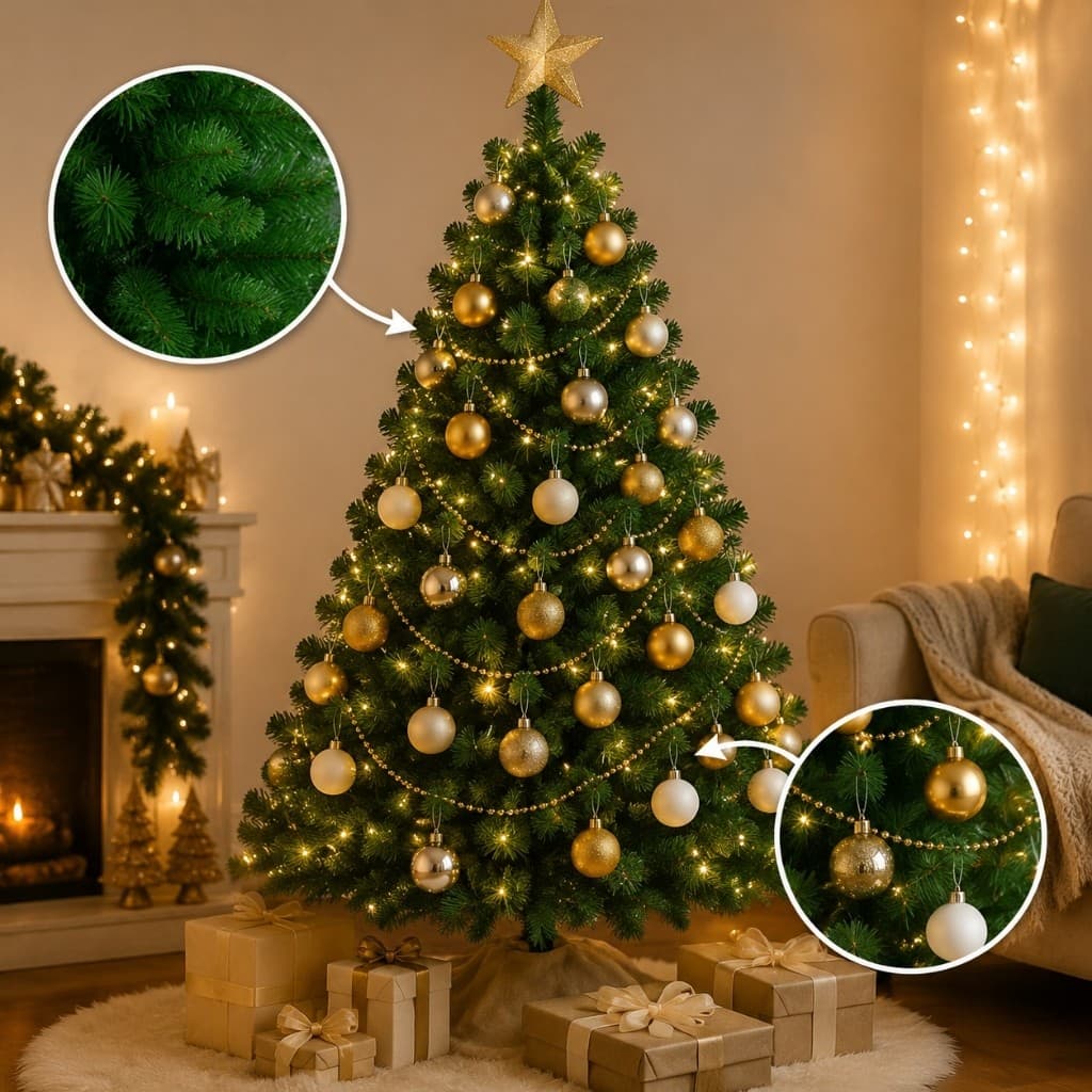 Pinheiro Natalino Artificial 210cm 1100 Ramos Verde Decoração Festiva
