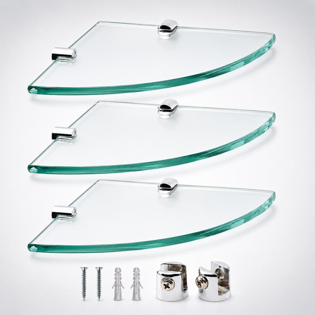 Kit 3 Prateleiras Porta Shampoo de Vidro 20x20x6 Banheiro Lavanderia Prateleira