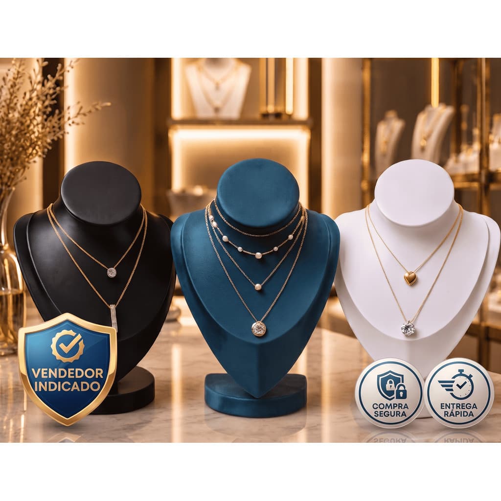 Busto Expositor Colar Porta Jóias Vitrine Revenda Elegante
