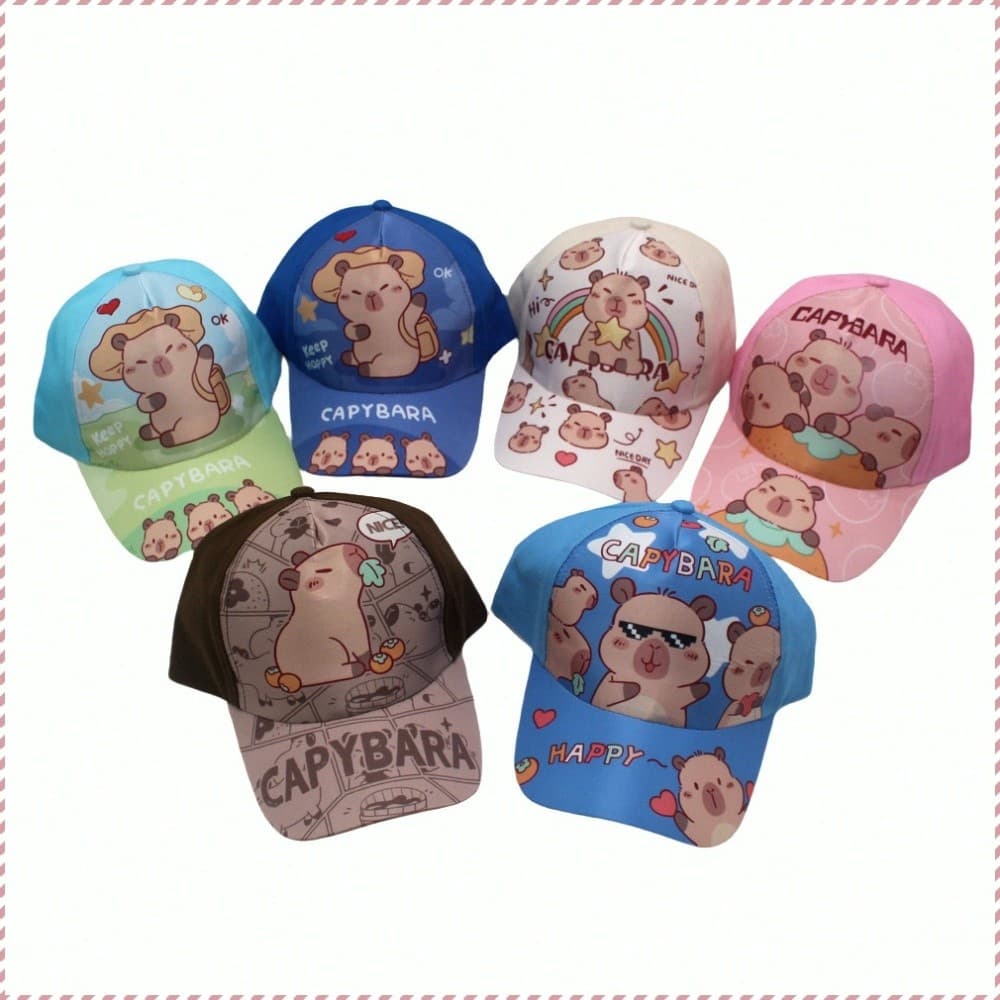 Cartoon Animation Baseball Cap Boys And Girls Cute Printed Duck Tongue Cap/Boné Infantil/Capivara Bonit Para Quatro esta