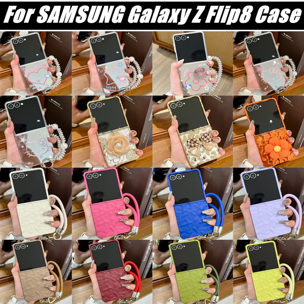 Novo Para 2026 Samsung Galaxy Z Flip 8 7 6 5 4 3 Capa De Telefone Dobrável Rígida Minimalista De Cor Sólida PC Com Textu