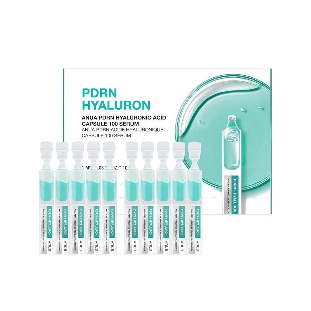 Anua PDRN Hyaluronic Acid Capsule 100 Serum, Rosto Radiante com DNA de Salmão, Ácido Hialurônico, Hidratação, Efeito de