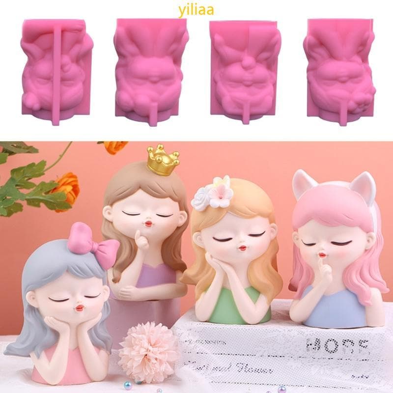 Molde Silicone Ângulo Menina Caneta Caixa Armazenamento Recipiente Asa Planta