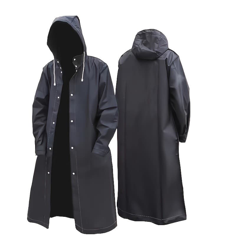 Capa De Chuva Leve Para Uso Externo , Preta | 1 Pacote , Capuz Com Cordão Ajustável , Cobertura Total , Bolsos De Armaze