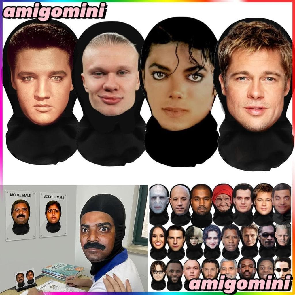 3D Impresso Máscara Facial Completa Malha Elástica Para Unisex Cosplay Headwear Festa Simulação Balaclava Chapéu Chapela