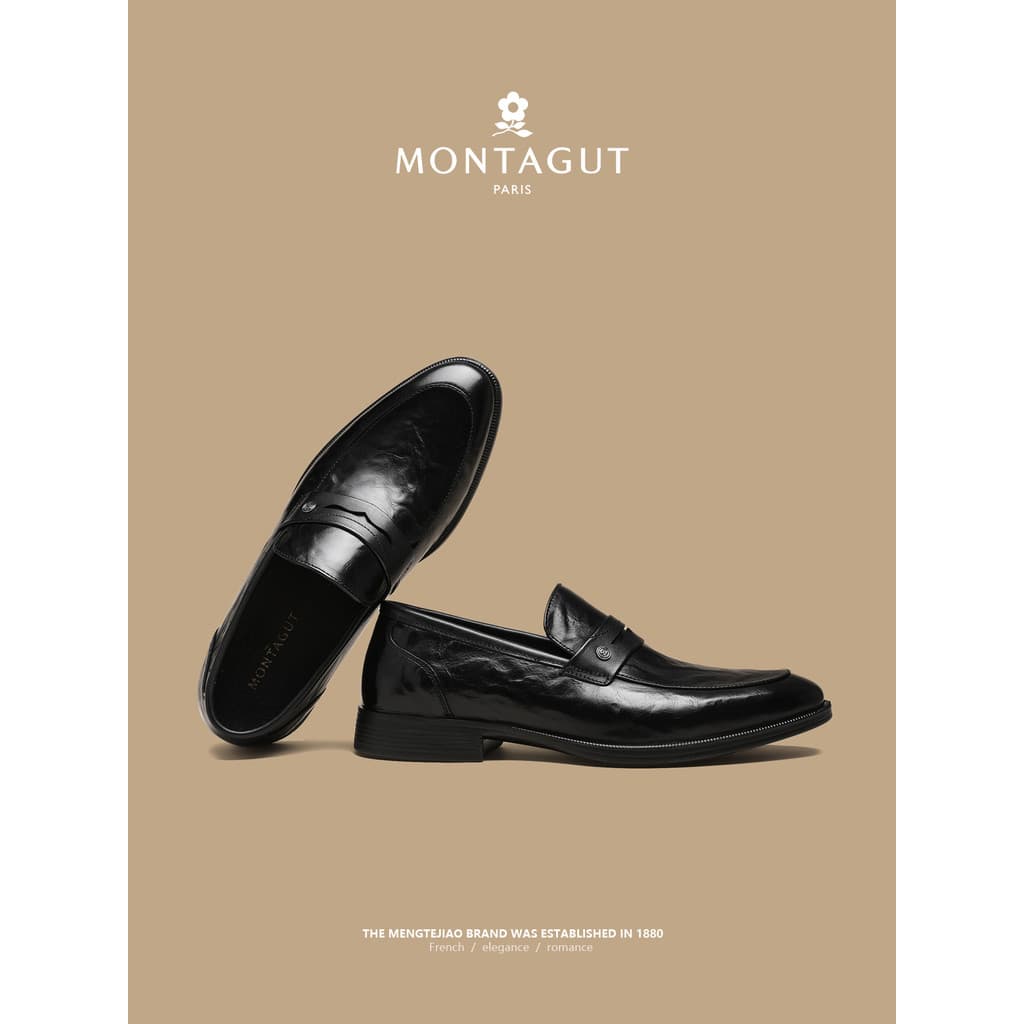 Montagut sapatos de couro de camada superior, roupa Formal, sapatos masculinos de alta qualidade, calças combinando, cas