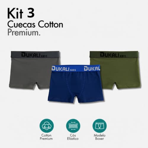 Kit 3 Cuecas Infantil Box Boxer Masculina Microfibra