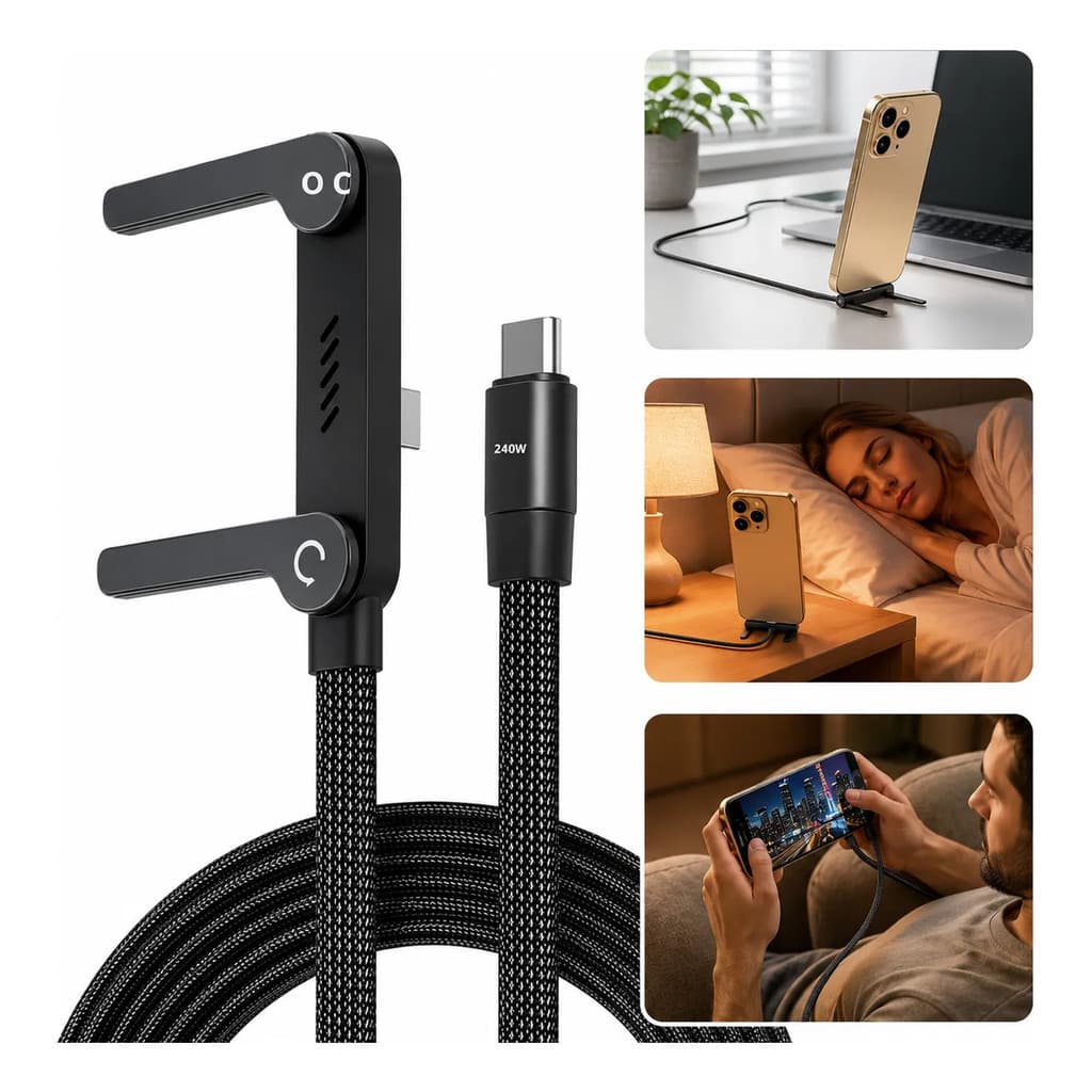 Cabo Carregador Invisivel 2 Em 1 Type-c 240w Super Rapido