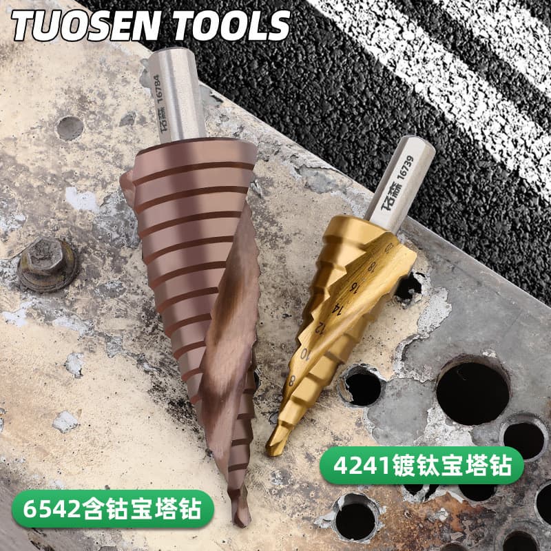 Conjunto de Brocas Escalonadas Tuosen Hardware Tools para Perfuração de Chapas Metálicas, Broca Espiral Expansora de Fur