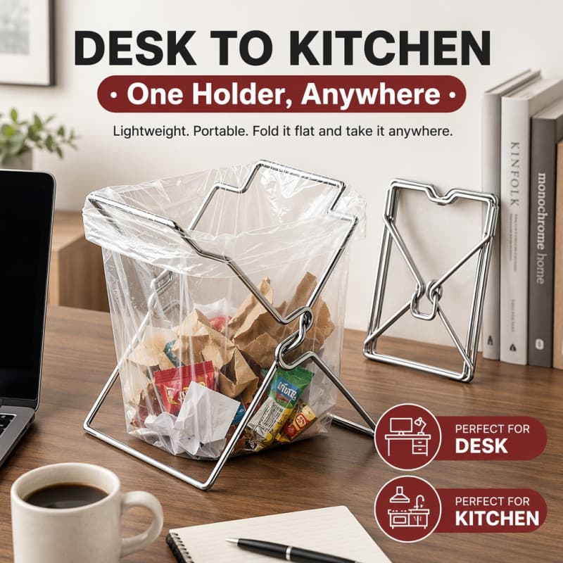 Dobrável Multifuncional Saco De Lixo Titular Aço Inoxidável Cozinha Suporte Pano Prato Rack Armário Porta Cabide Organiz