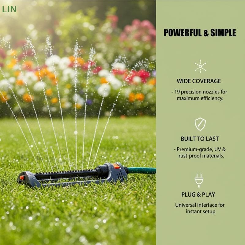 Aspersor De Jardim Eficiente Com 3 Braços , Ferramenta Rotativa Ajustável De Distribuição De Água Para Gramado Irrigação