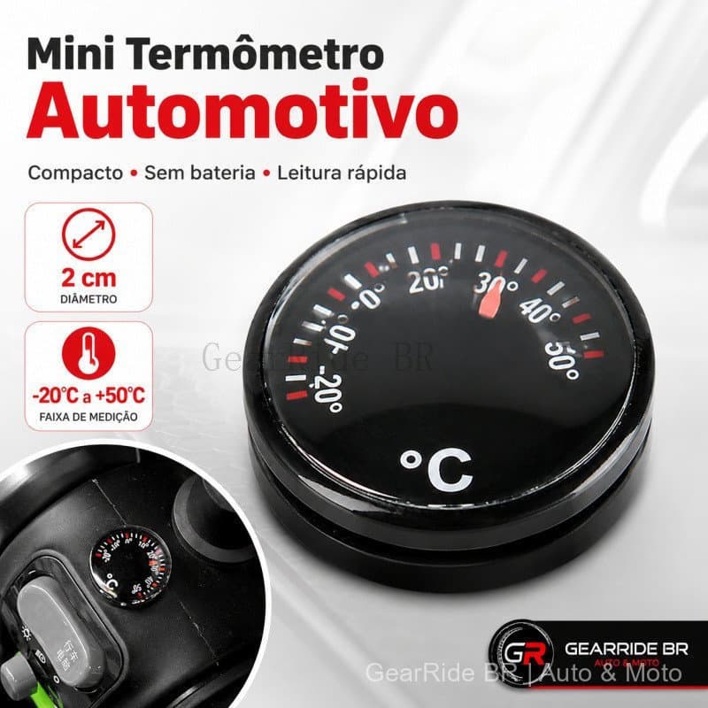 Termômetro Mini para Carro Sem Bateria 2x2cm Leitura Rápida Universal