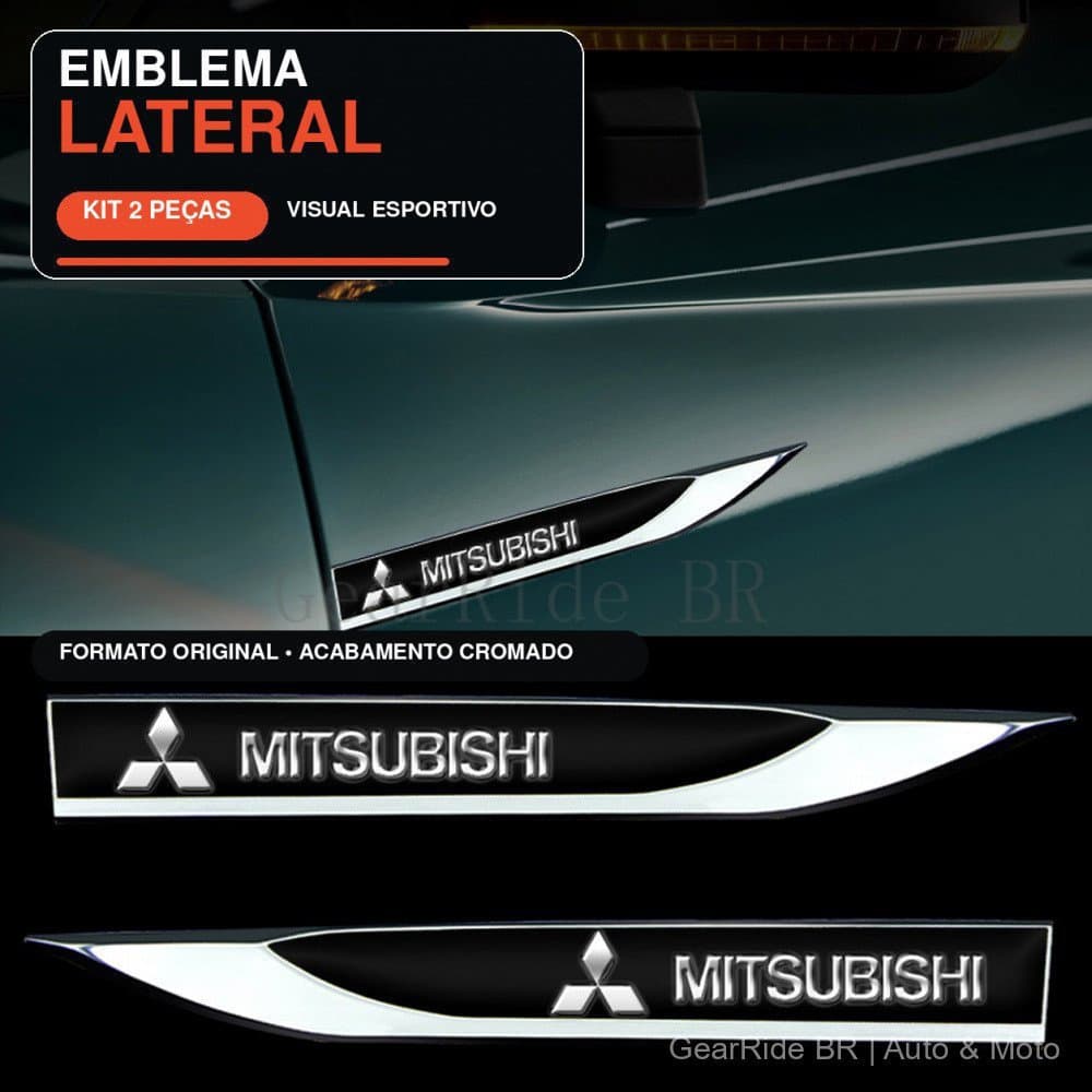 2 Adesivos Metálicos para Carro, Emblema Lateral para Mitsubishi Asx Lancer Pajero 4 Outlander 3 Xl l200 EX10