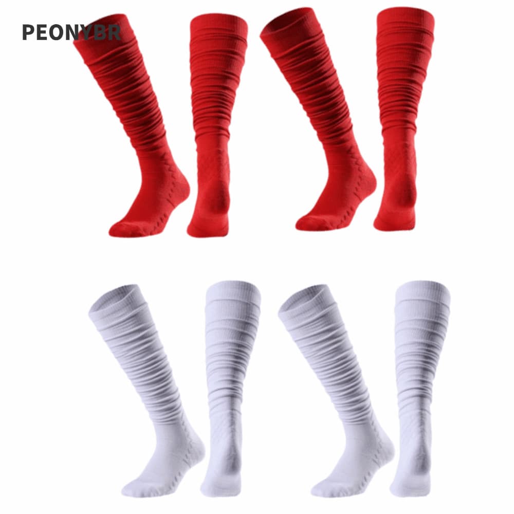PEONYHOME 4 Peças De Meias De Futebol Scrunch , Ultra Longas Até O Joelho Com Design Acolchoado Esportivas Estilo