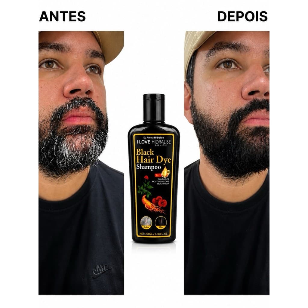 Shampoo preto Tonalizante PRO Tintura, escurecedor , na primeira aplicação para cabelos brancos,grisalhos e opacos.