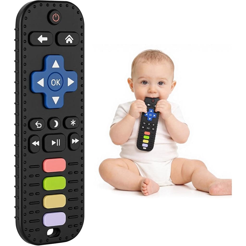 Brinquedos de dentição para bebês DiULi, 1 unidade, mordedor de silicone em formato de controle remoto para bebês de 3 a