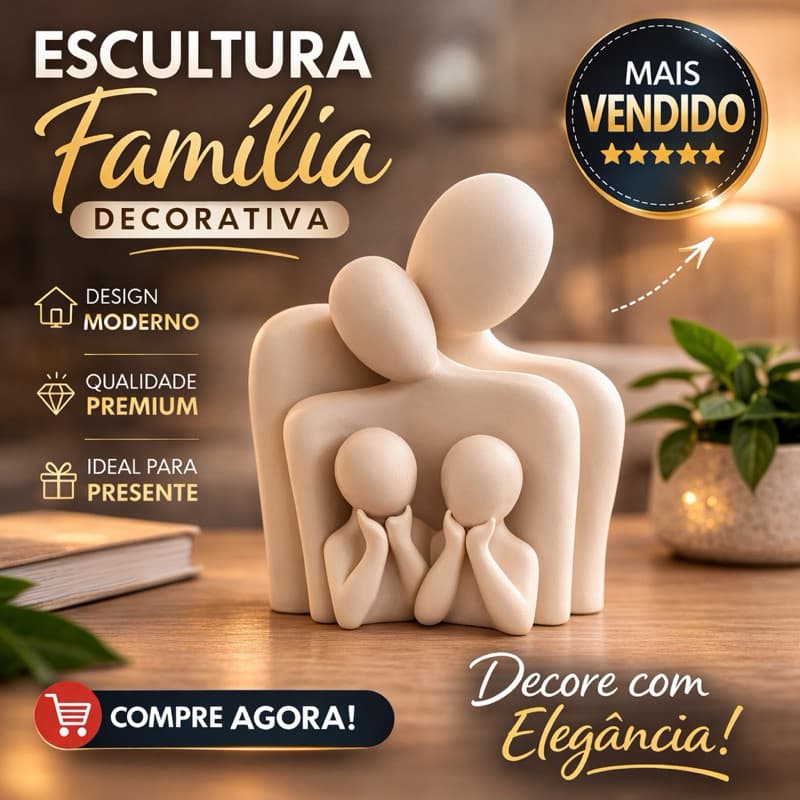 Escultura Família Decor Moderna Estátua Minimalista Sala, Quarto, Escritório Decoração Premium Casa