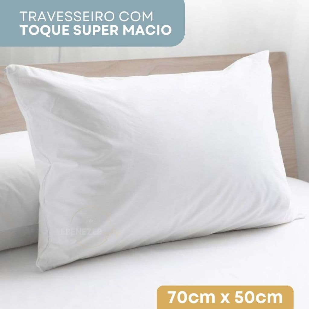 Kit 2 Travesseiro Pluma de Ganso Descanso Antiacaro 70x50cm Extra Macio Eco Plumas Premium