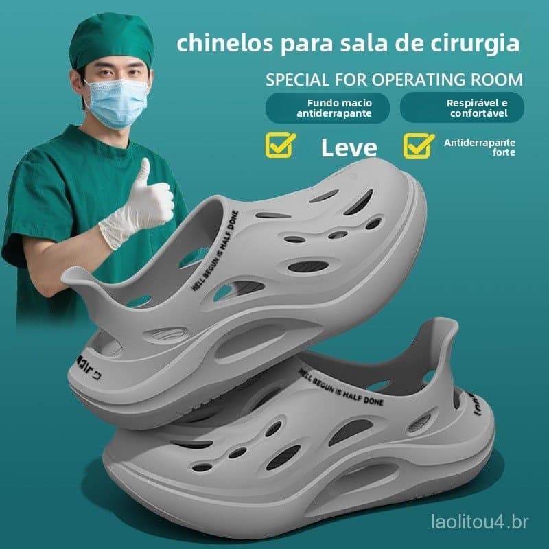 Sala cirúrgica buraco sapatos masculinos verão ao ar livre usar novo estilo de sola grossa resistente ao desgaste Anti-d