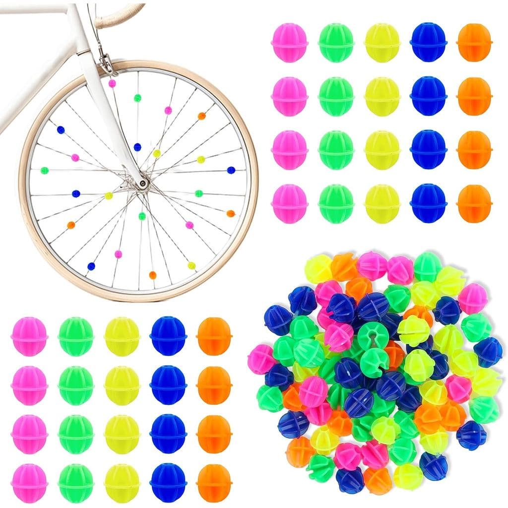 Enfeites para Raios de Bicicleta Infantil - 72 Peças Coloridas de Plástico, Fácil de Encaixar nos Raios da Bicicleta, Ac