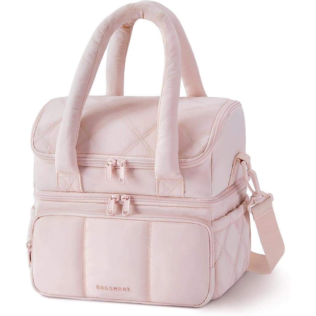 Bolsa Térmica para Almoço BAGSMART para Mulheres, Caixa Térmica de Duplo Compartimento, Bolsa Térmica Acolchoada, À Prov