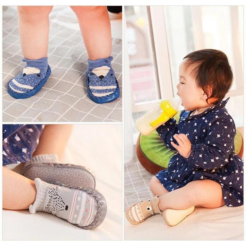 Meias De Bebê Com Sola De Borracha , Infantis De Inverno Para Recém-Nascidos , Sapatos Antiderrapantes Macia