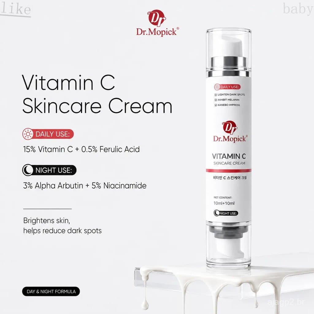 Dr.Mopick Complexo Avançado de Vitamina C para Clareamento, Sérum de Niacinamida de Câmara Dupla, Hidratante Facial para