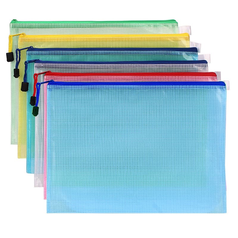 A4 saco de arquivo transparente grade zíper B5 saco de arquivo saco de informações material de escritório A5 estudante t