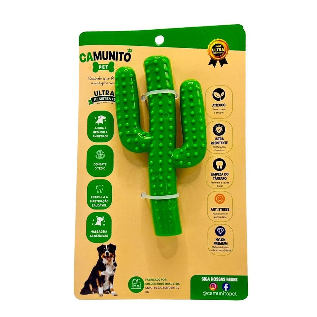Mordedor Cactus Médio Ultra Resistente Nylon Premium Pet