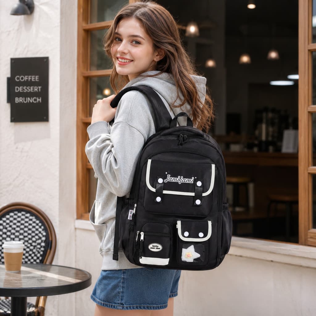 JAMI JAMI Mochila Feminina Escolar Universitária de Viagem Moda Casual Unissex X226