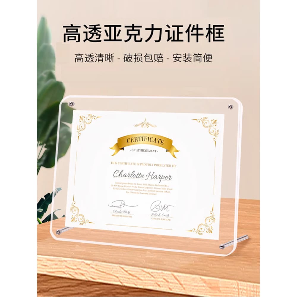 Moldura transparente acrílica para foto, certificado de honra A4, moldura transparente A3, licença comercial, porta-retr