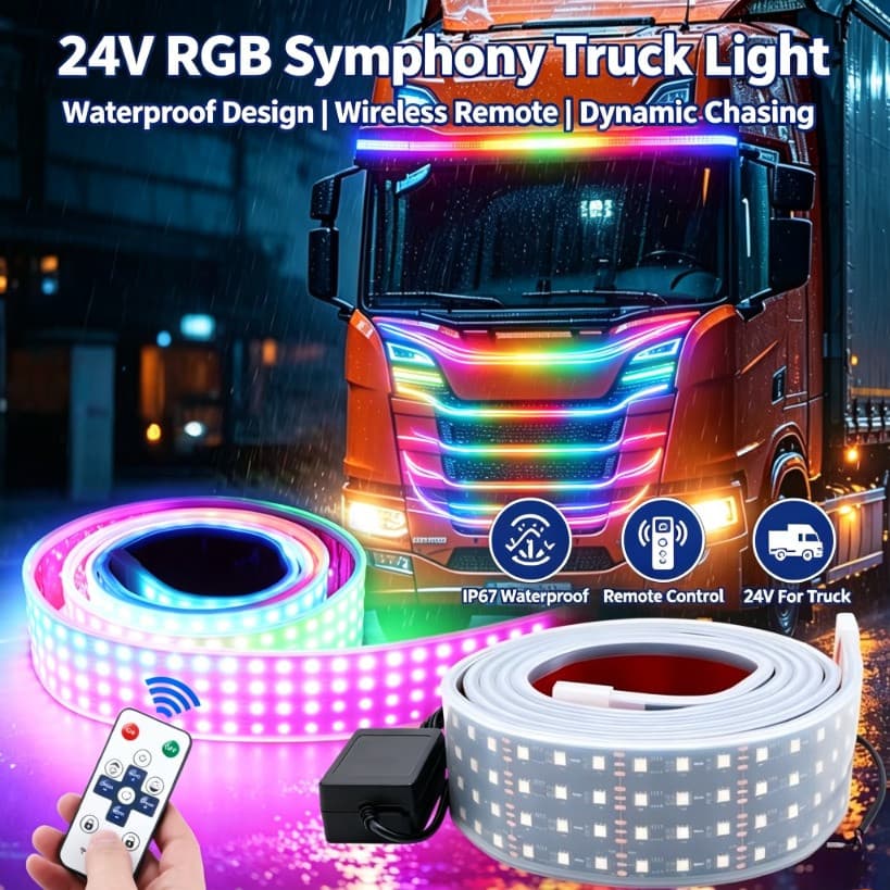24V RGB Sinfonia LED Luz Decorativa Reformada Para Caminhão Atmosfera Dinâmica De Circulação Diurna Lâmpada Colorida