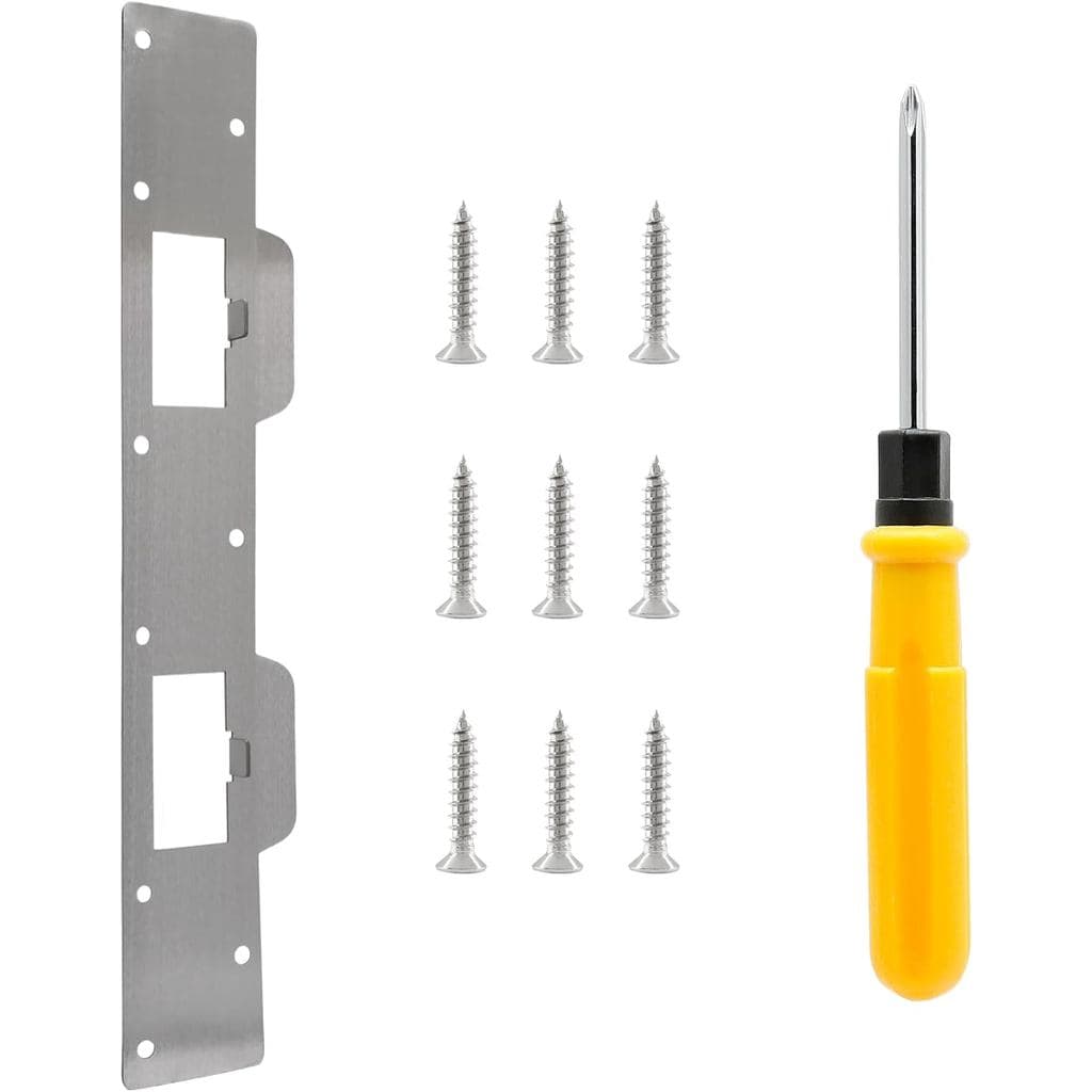 Placa de Travamento de Porta com Furo Duplo, Placa de Segurança Metálica Prateada para Centro de Furo de 4-1/2 Polegadas