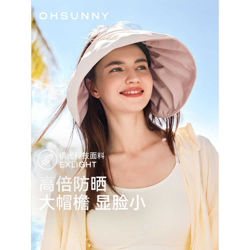 Ohsunny Chapéu de Sol 2026 Novo Estilo Proteção Ultravioleta Oco Top Aba Grande Chapéu de Sol Chapéu Shell
